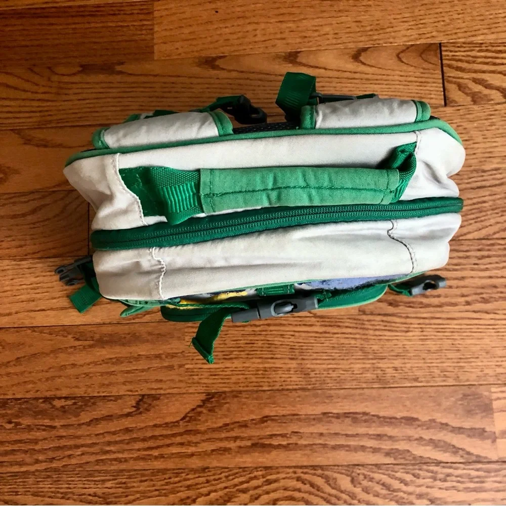 Pottery Barn Kids Gray and Green Mackenzie Chenille Dinosaur Appliqués Backpack